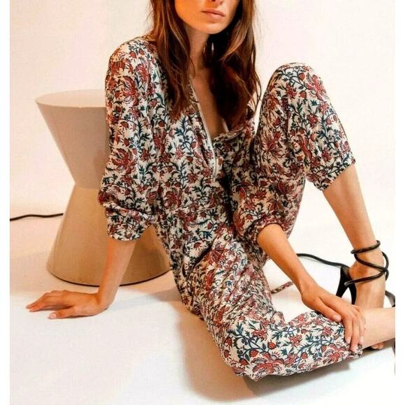 ROBERT RODRIGUEZ Women's Taylor Floral Cropped Floral Shirt Jumpsuit Size 4 - Picture 1 of 16